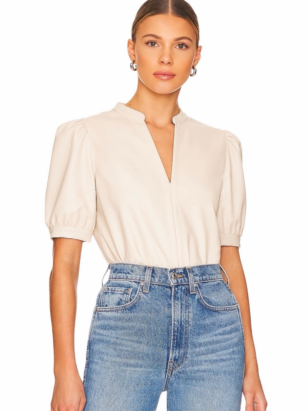 Steve Madden - Jane Faux Leather Top in Bone